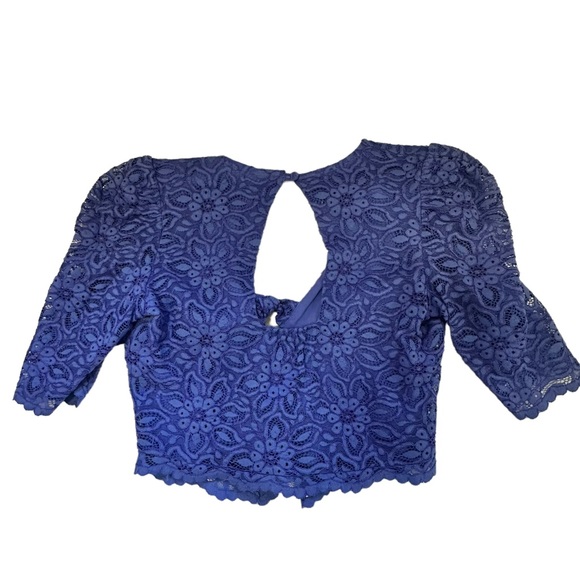 Maeve  Anthropologie Blue Lace Tie Front Blouse sz 0 NWT - Picture 4 of 13